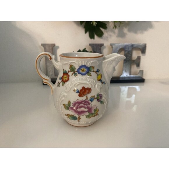 Estee Lauder Chinoiserie Floral Porcelain Creamer Pitcher Butterfly & Flowers - Picture 2 of 16